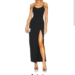 Superdown Analisa black slit maxi dress